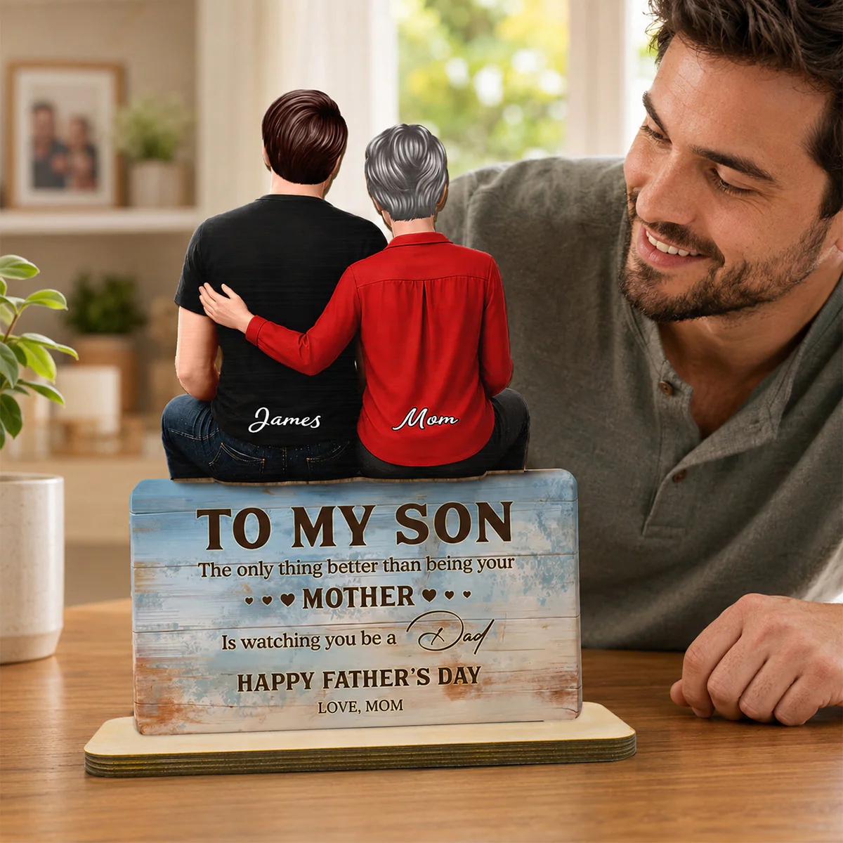 To My Son Happy 2D Flat - Personalized Wooden Plaque - Heartfelt Gift For Son - Image 5