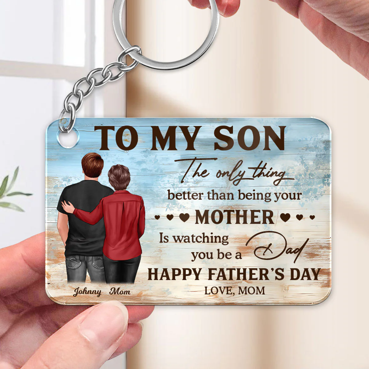 To My Son Happy Father's Day Personalized Acrylic Keychain, Gift For Son - Image 3