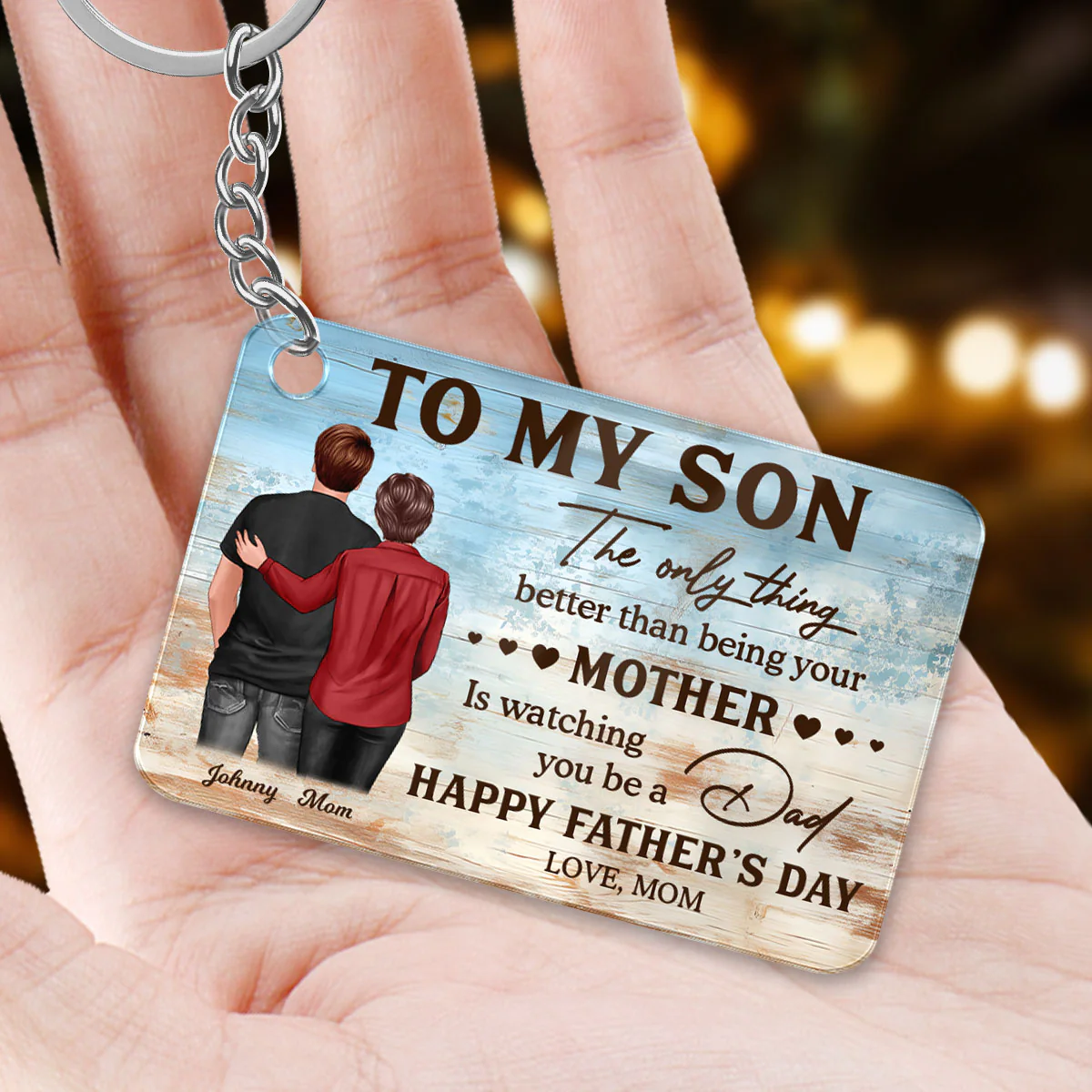 To My Son Happy Father's Day Personalized Acrylic Keychain, Gift For Son - Image 4