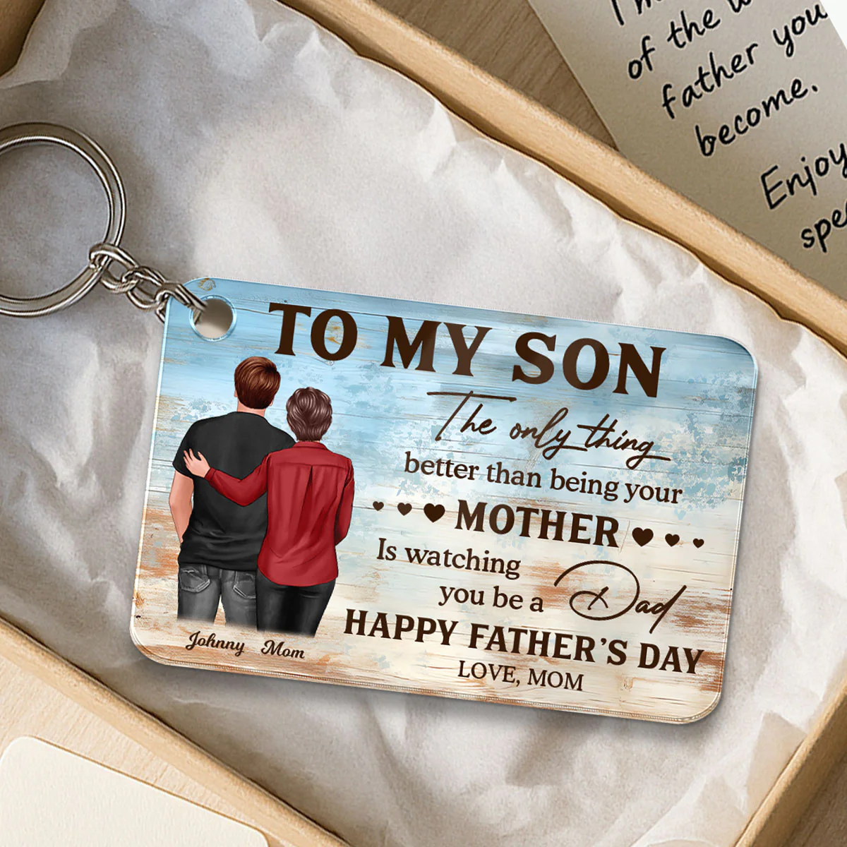 To My Son Happy Father's Day Personalized Acrylic Keychain, Gift For Son - Image 5