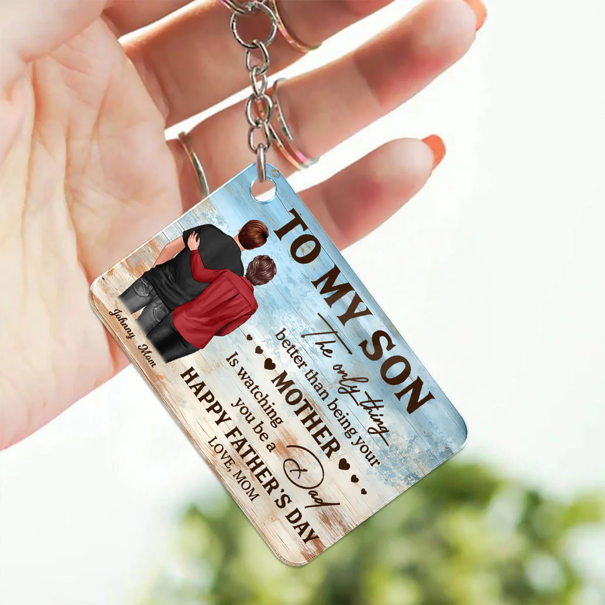 To My Son Happy Father's Day Personalized Acrylic Keychain, Gift For Son - Image 6