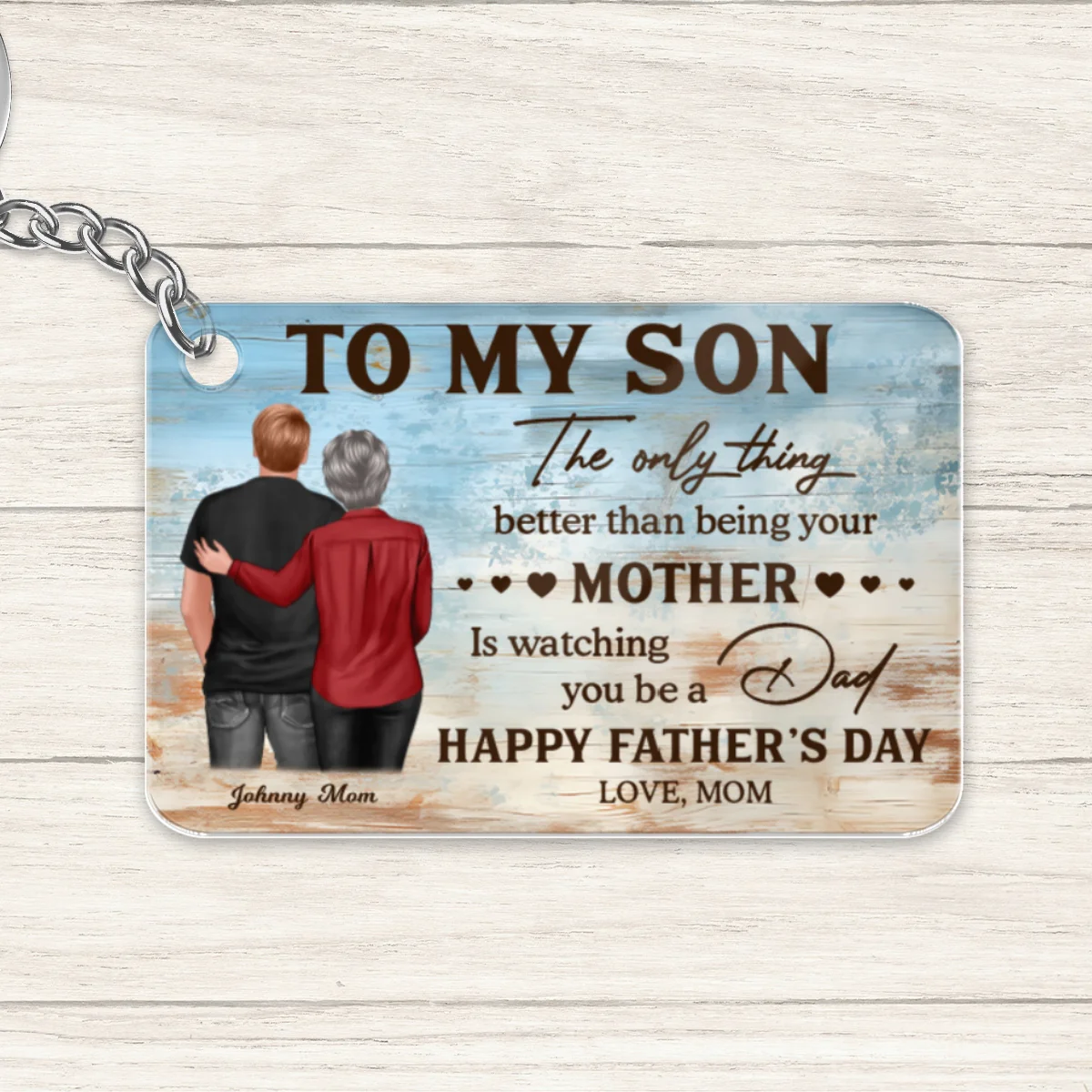 To My Son Happy Father's Day Personalized Acrylic Keychain, Gift For Son - Image 8