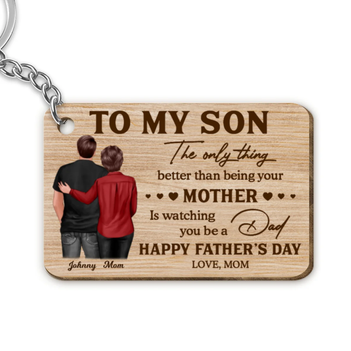 To My Son From Mom Personalized Wooden Keychain| Heartfelt Father's Day Gift For Son - Image 6