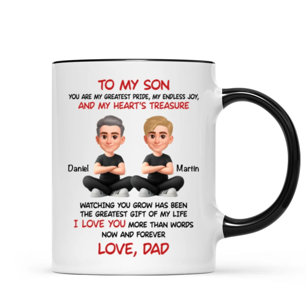 To My Son My Heart's Treasure - Personalized Mug - Christmas Gift from Dad to Son - Image 10