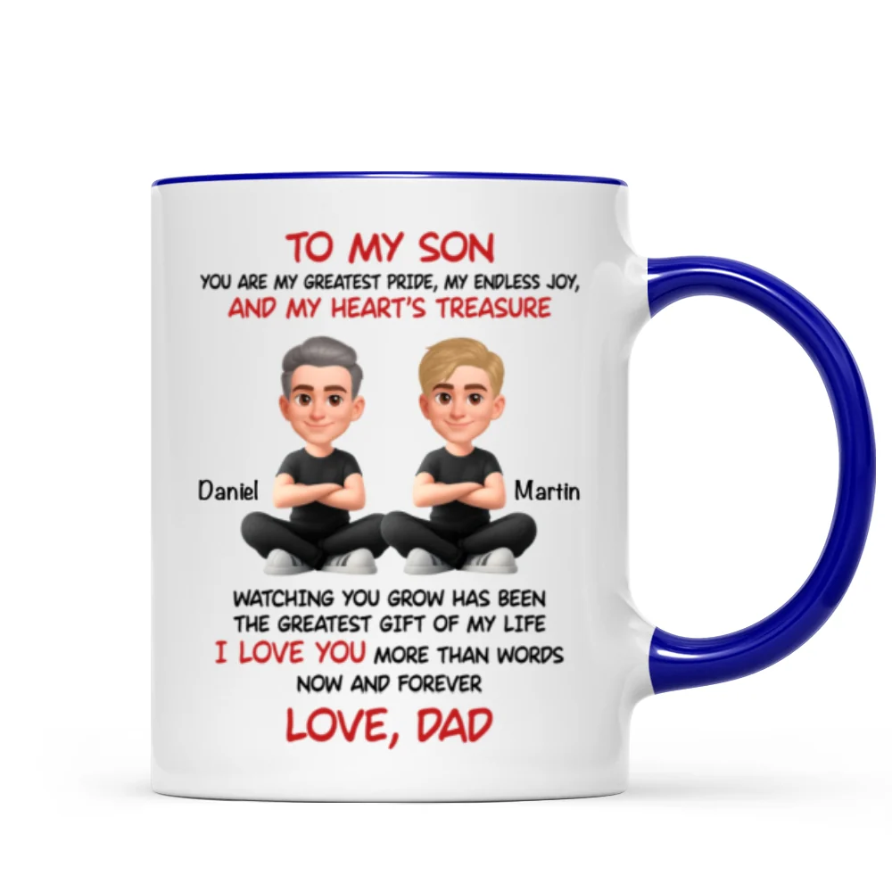 To My Son My Heart's Treasure - Personalized Mug - Christmas Gift from Dad to Son - Image 11