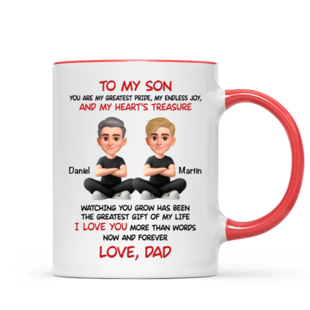 To My Son My Heart's Treasure - Personalized Mug - Christmas Gift from Dad to Son - Image 12