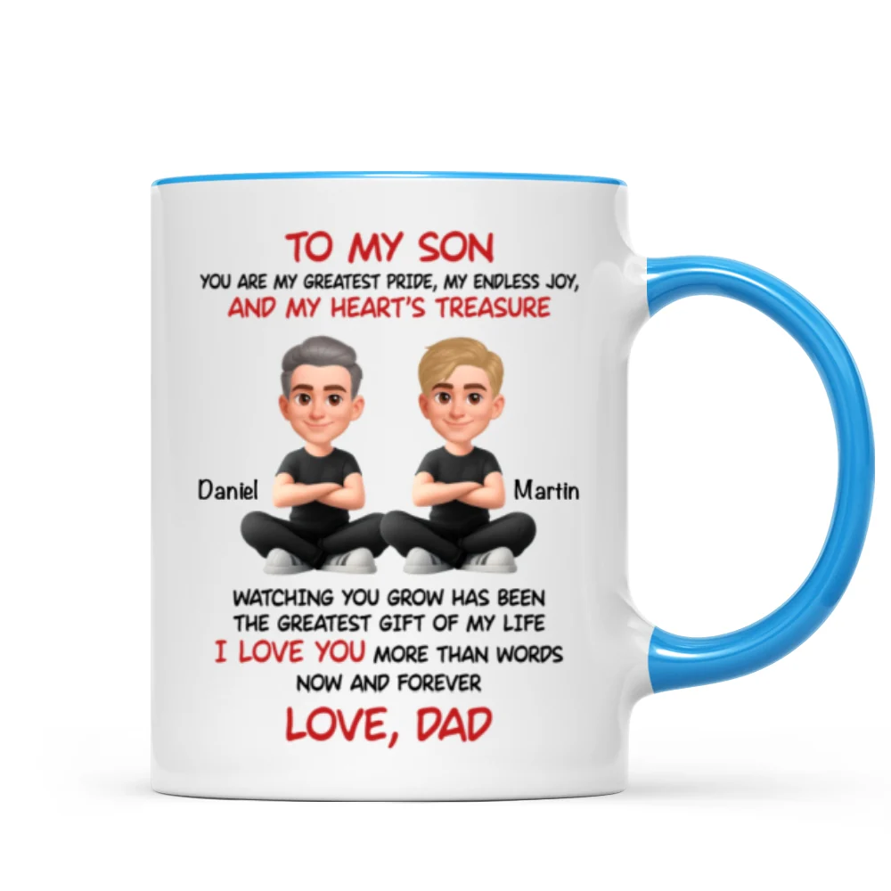 To My Son My Heart's Treasure - Personalized Mug - Christmas Gift from Dad to Son - Image 13