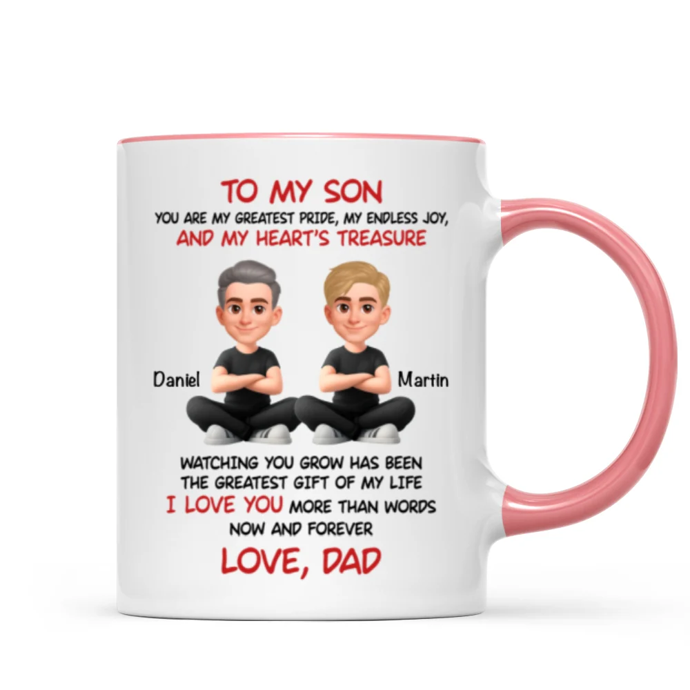To My Son My Heart's Treasure - Personalized Mug - Christmas Gift from Dad to Son - Image 14