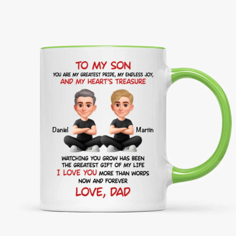 To My Son My Heart's Treasure - Personalized Mug - Christmas Gift from Dad to Son - Image 15