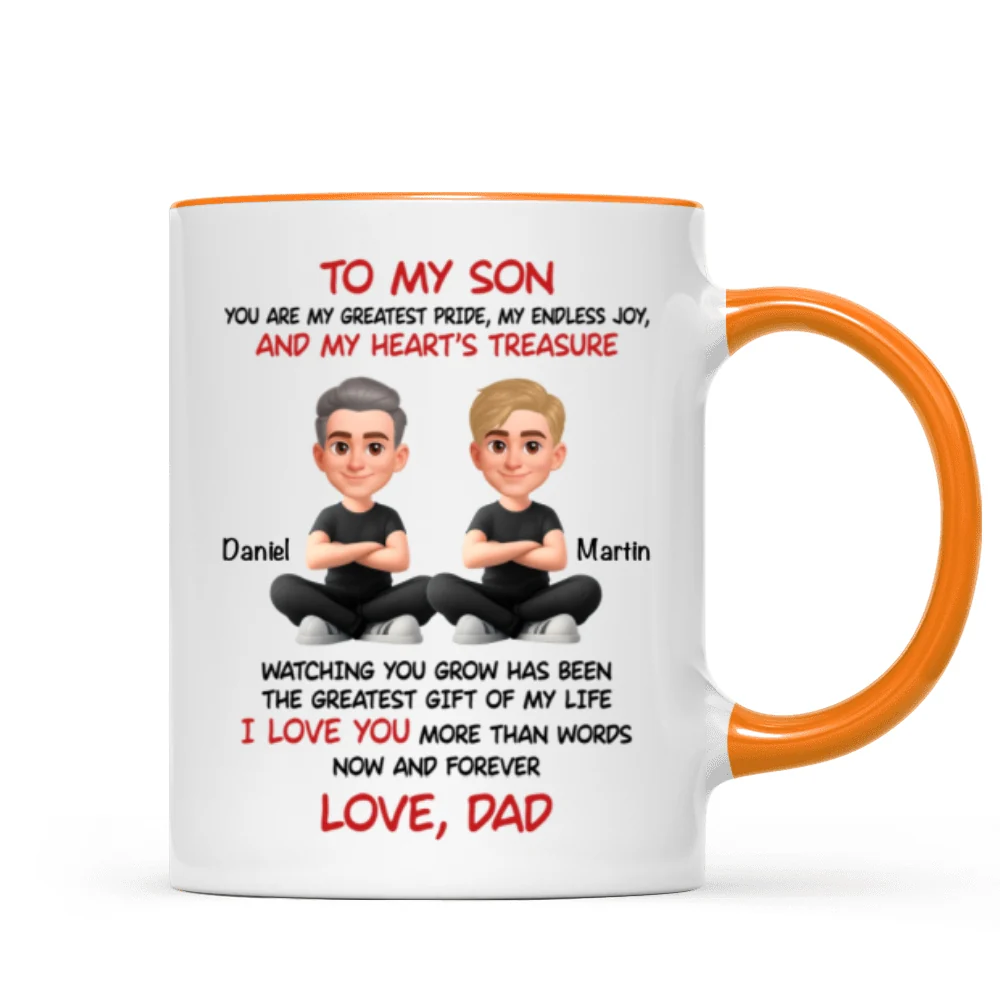 To My Son My Heart's Treasure - Personalized Mug - Christmas Gift from Dad to Son - Image 16