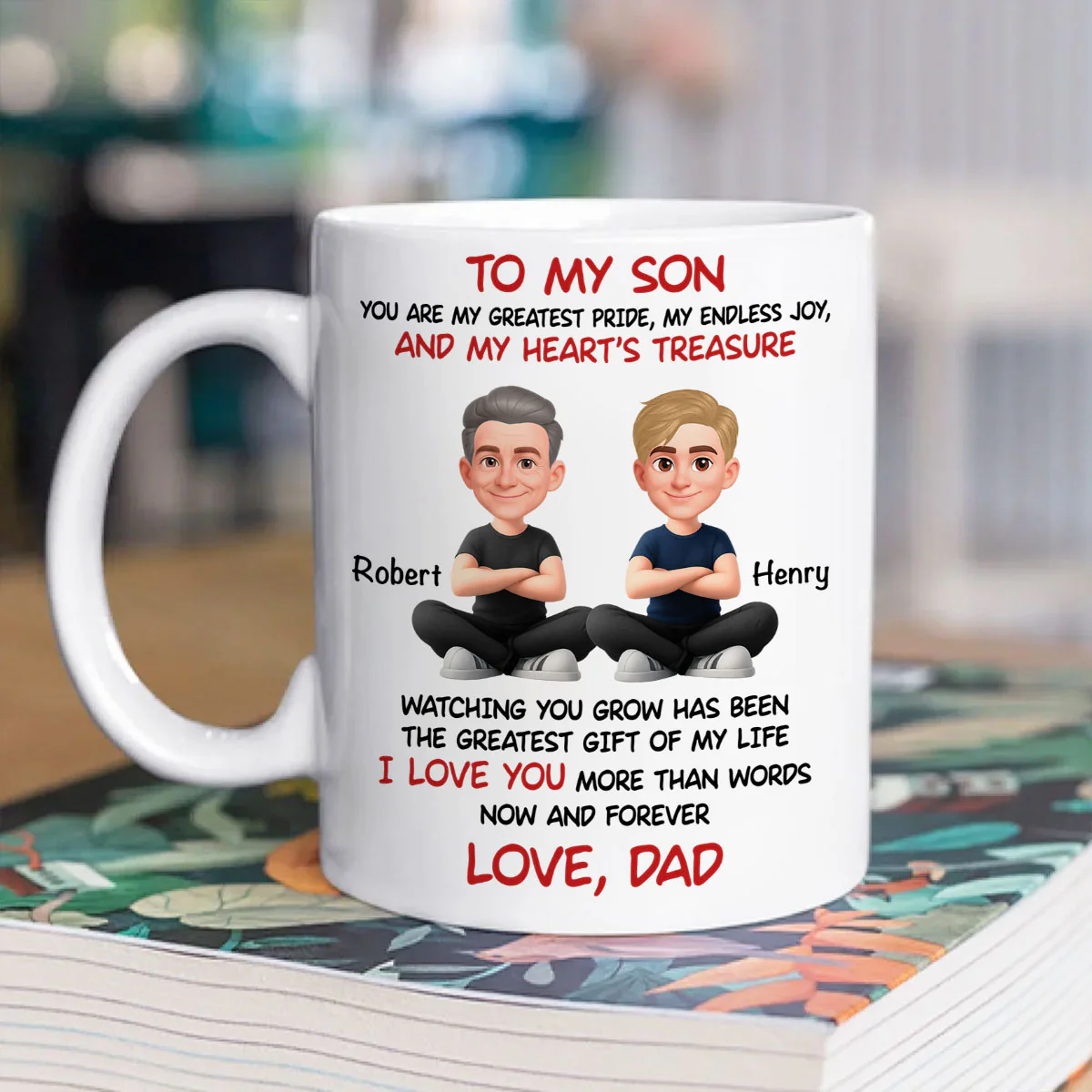 To My Son My Heart's Treasure - Personalized Mug - Christmas Gift from Dad to Son - Image 2