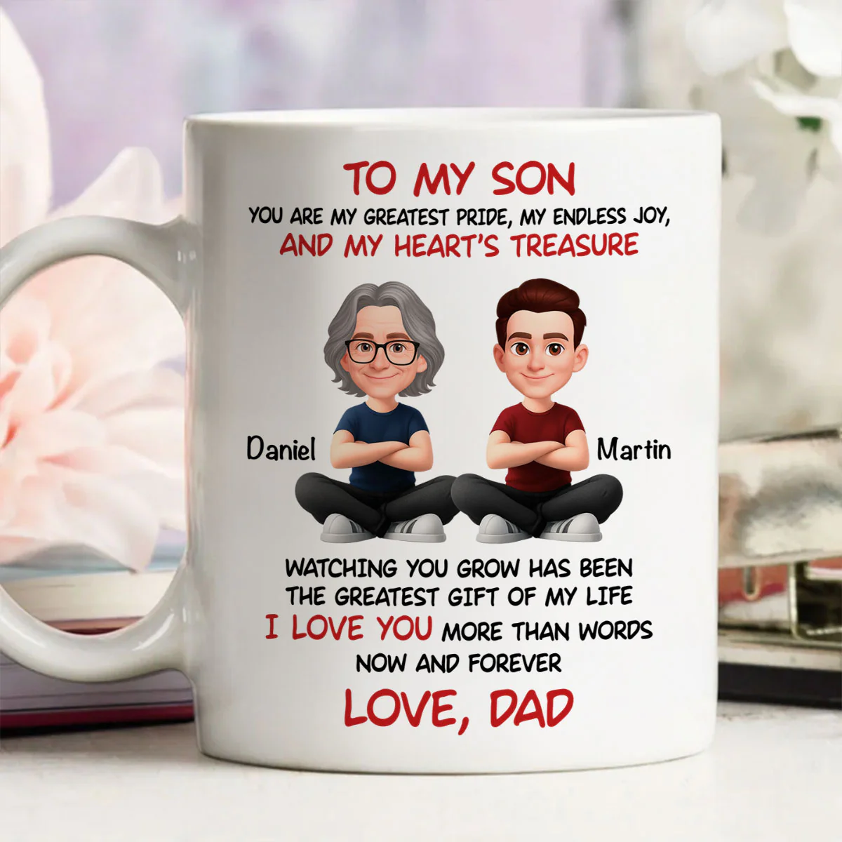 To My Son My Heart's Treasure - Personalized Mug - Christmas Gift from Dad to Son - Image 3