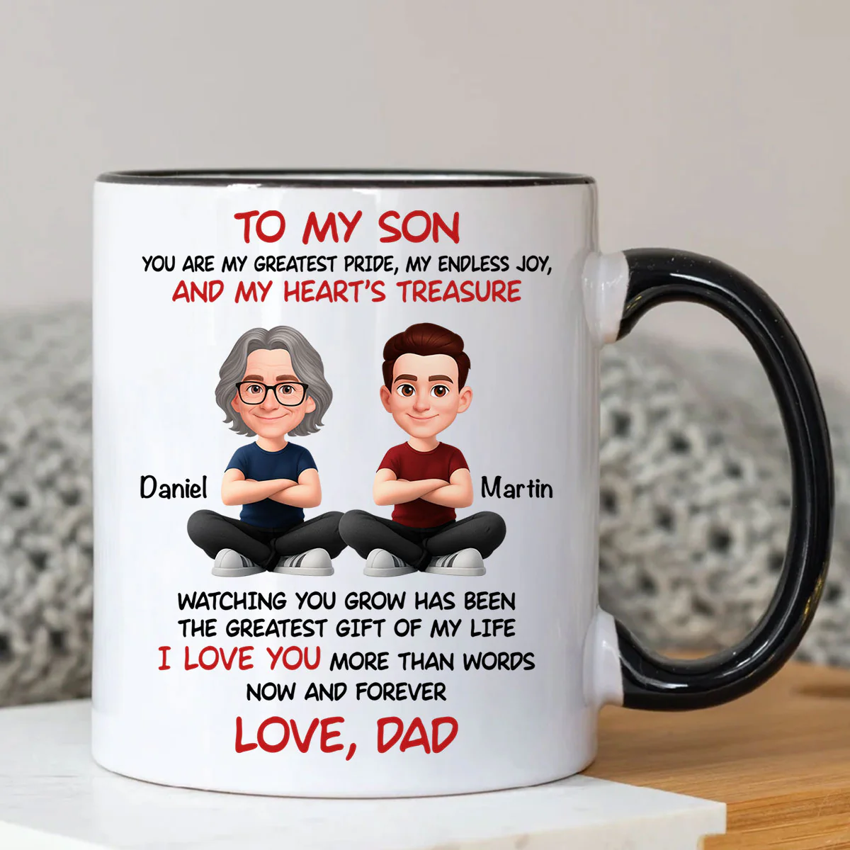 To My Son My Heart's Treasure - Personalized Mug - Christmas Gift from Dad to Son - Image 4