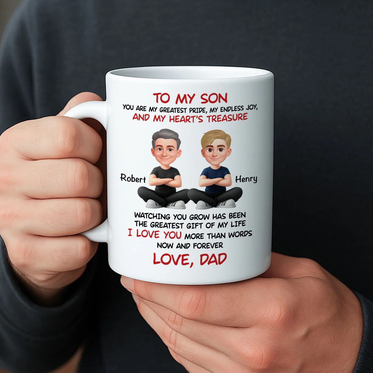 To My Son My Heart's Treasure - Personalized Mug - Christmas Gift from Dad to Son - Image 5