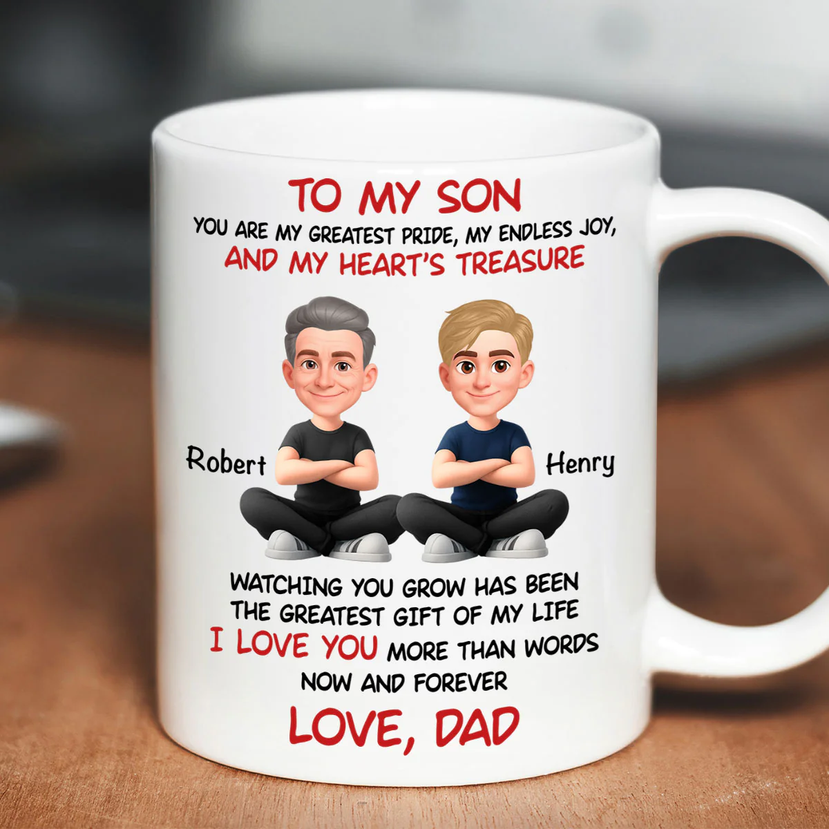To My Son My Heart's Treasure - Personalized Mug - Christmas Gift from Dad to Son - Image 6