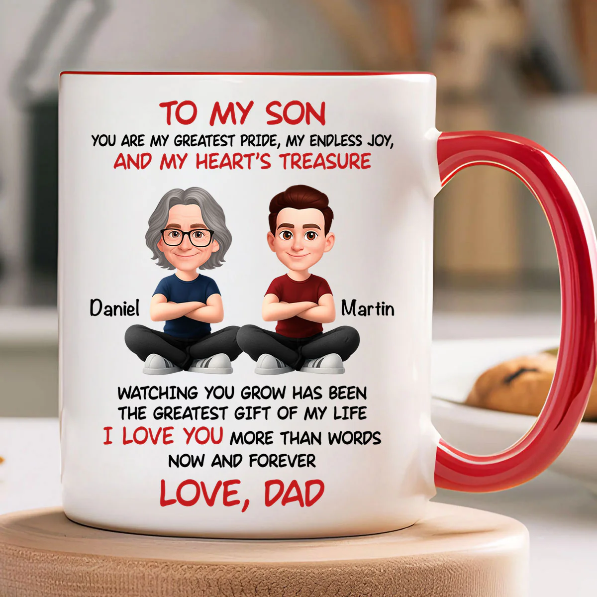 To My Son My Heart's Treasure - Personalized Mug - Christmas Gift from Dad to Son - Image 8