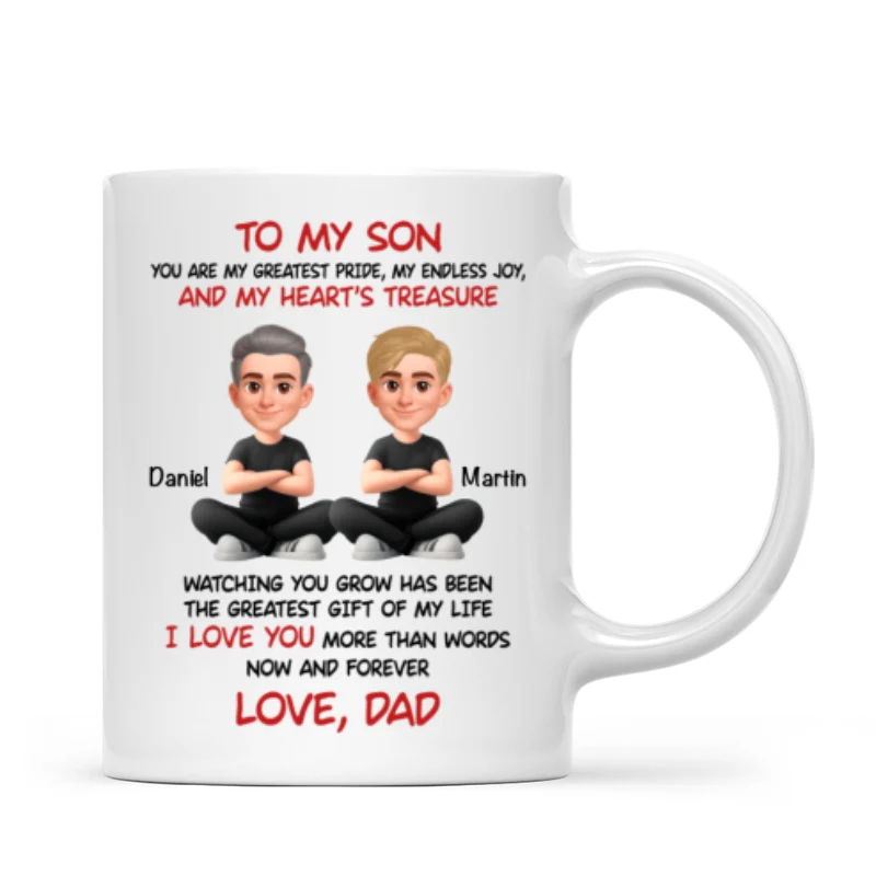 To My Son My Heart's Treasure - Personalized Mug - Christmas Gift from Dad to Son - Image 9