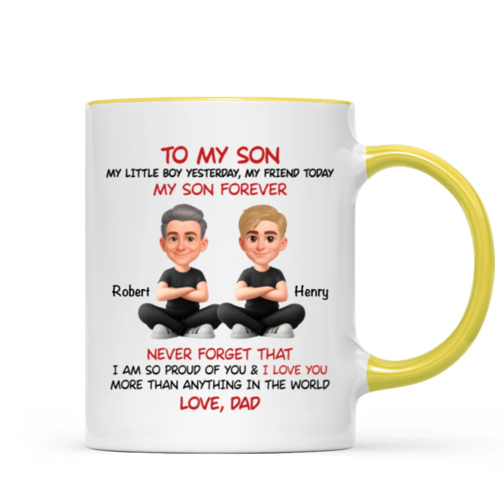 To My Son My Little Boy Yesterday - Personalized Mug - Christmas Gift from Dad to Son - Image 17