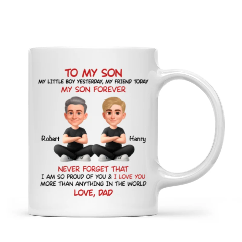 To My Son My Little Boy Yesterday - Personalized Mug - Christmas Gift from Dad to Son - Image 9