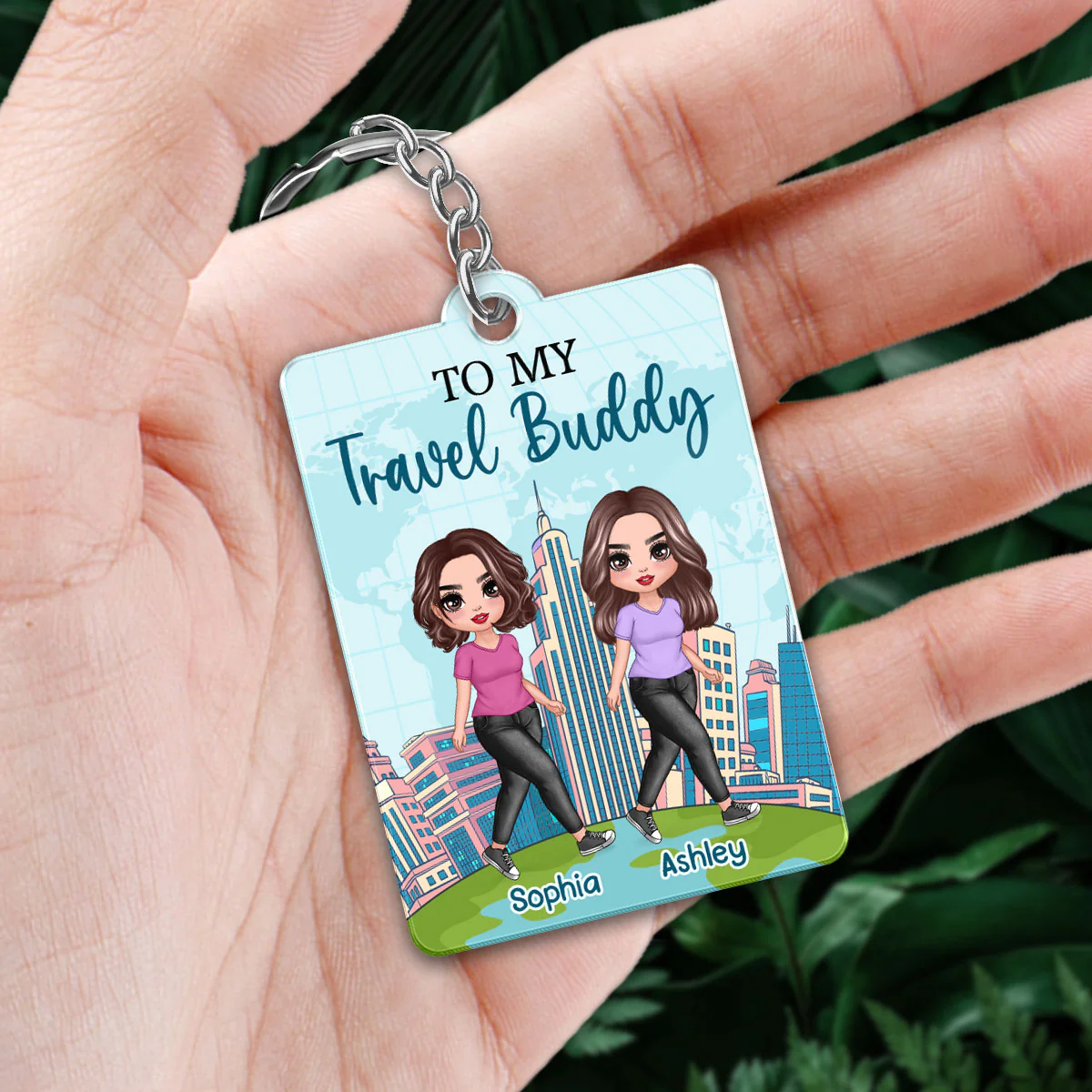 To My Travel Buddy Personalized Acrylic Keychain - Image 2