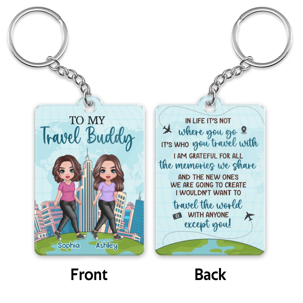 To My Travel Buddy Personalized Acrylic Keychain - Image 4