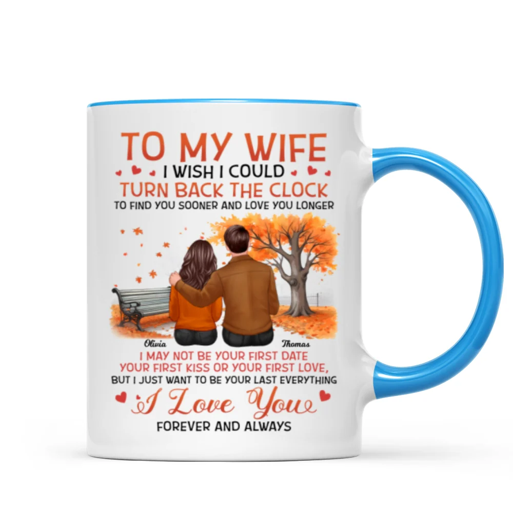 To My Wife Husband Fall Season Couple Sitting Back View Personalized Mug - Image 11