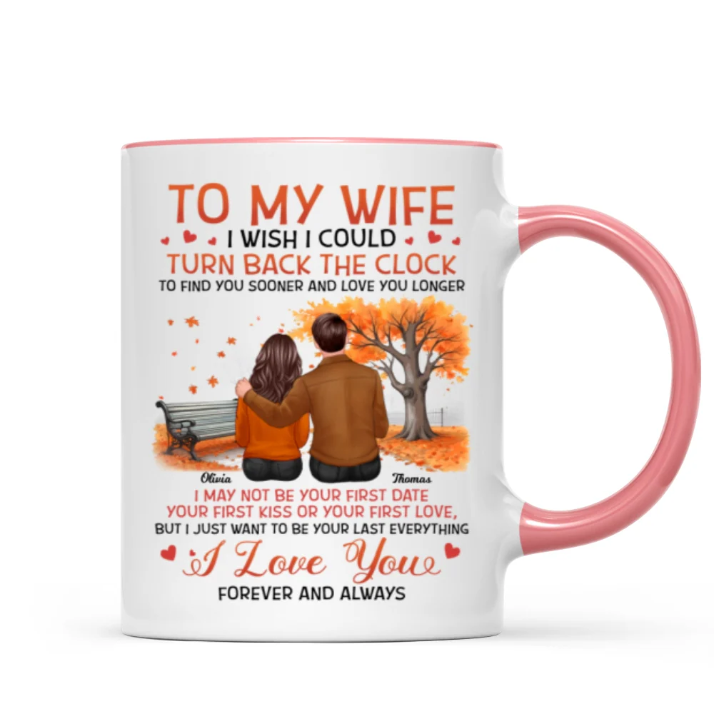 To My Wife Husband Fall Season Couple Sitting Back View Personalized Mug - Image 12