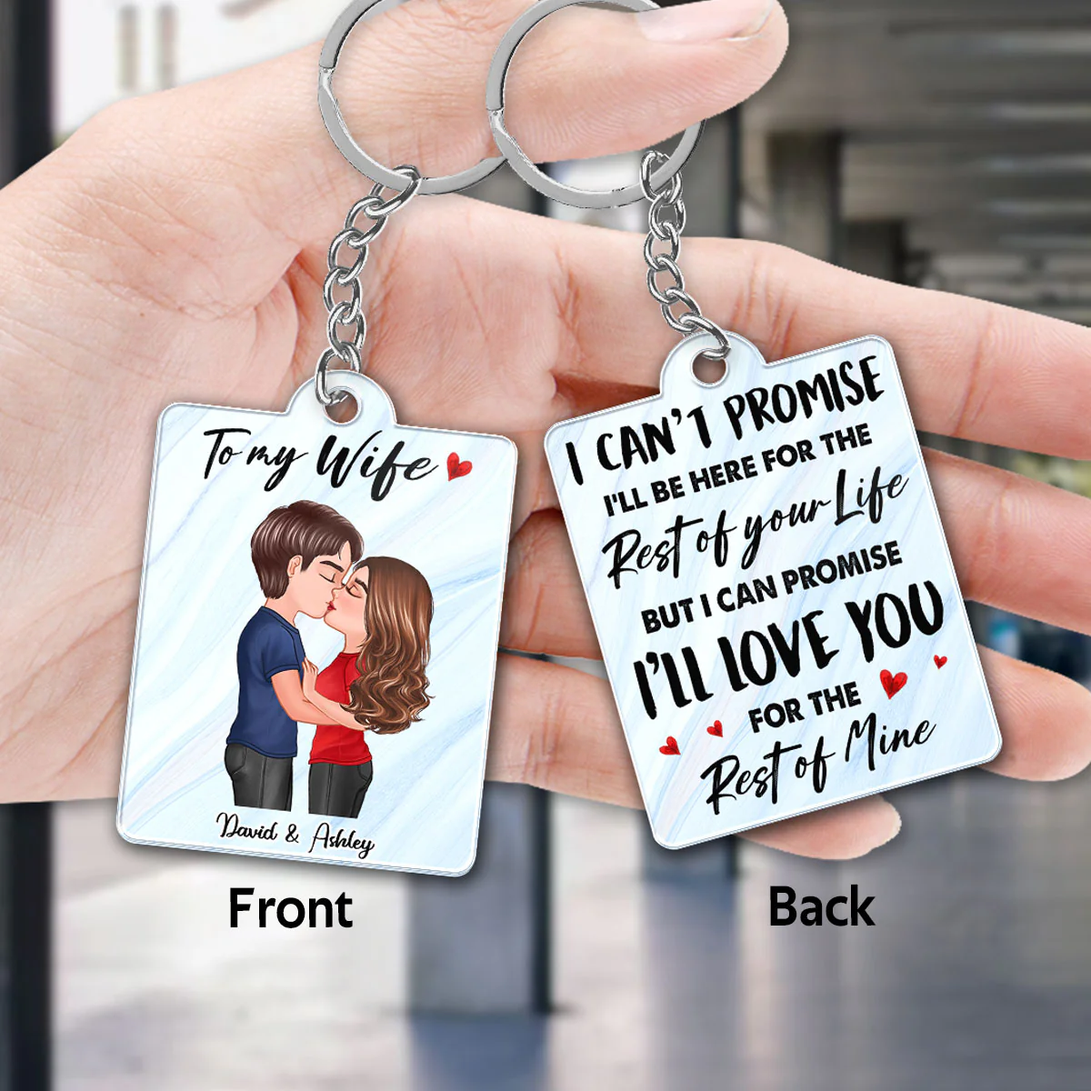 To My Wife Husband I‘ll Love You To The Rest Of My Life Kissing Couple Personalized Acrylic Keychain - Image 2