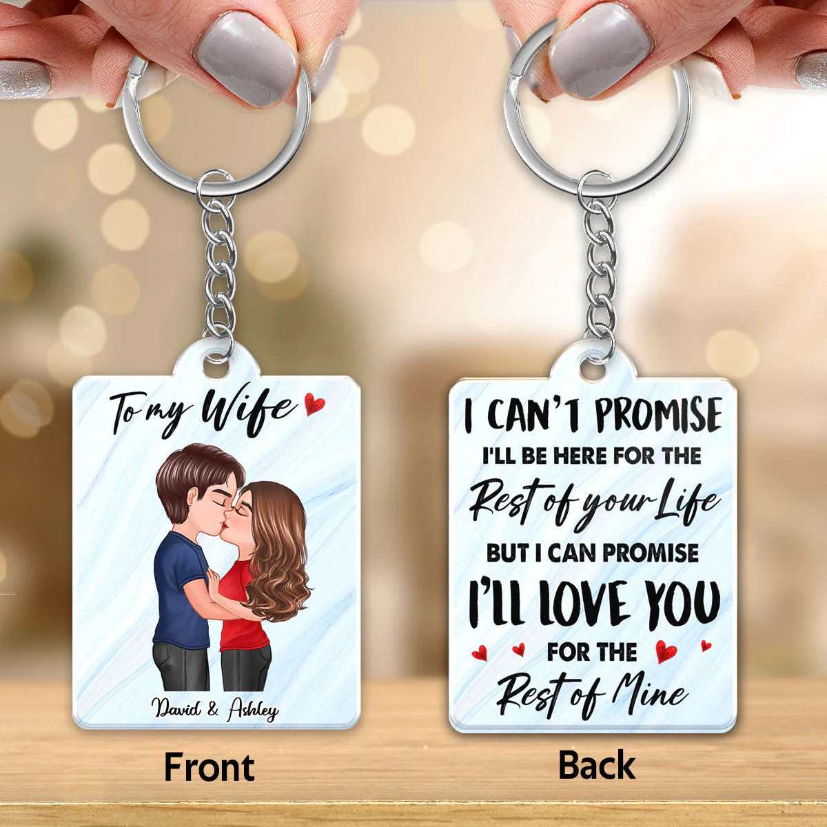 To My Wife Husband I‘ll Love You To The Rest Of My Life Kissing Couple Personalized Acrylic Keychain - Image 3