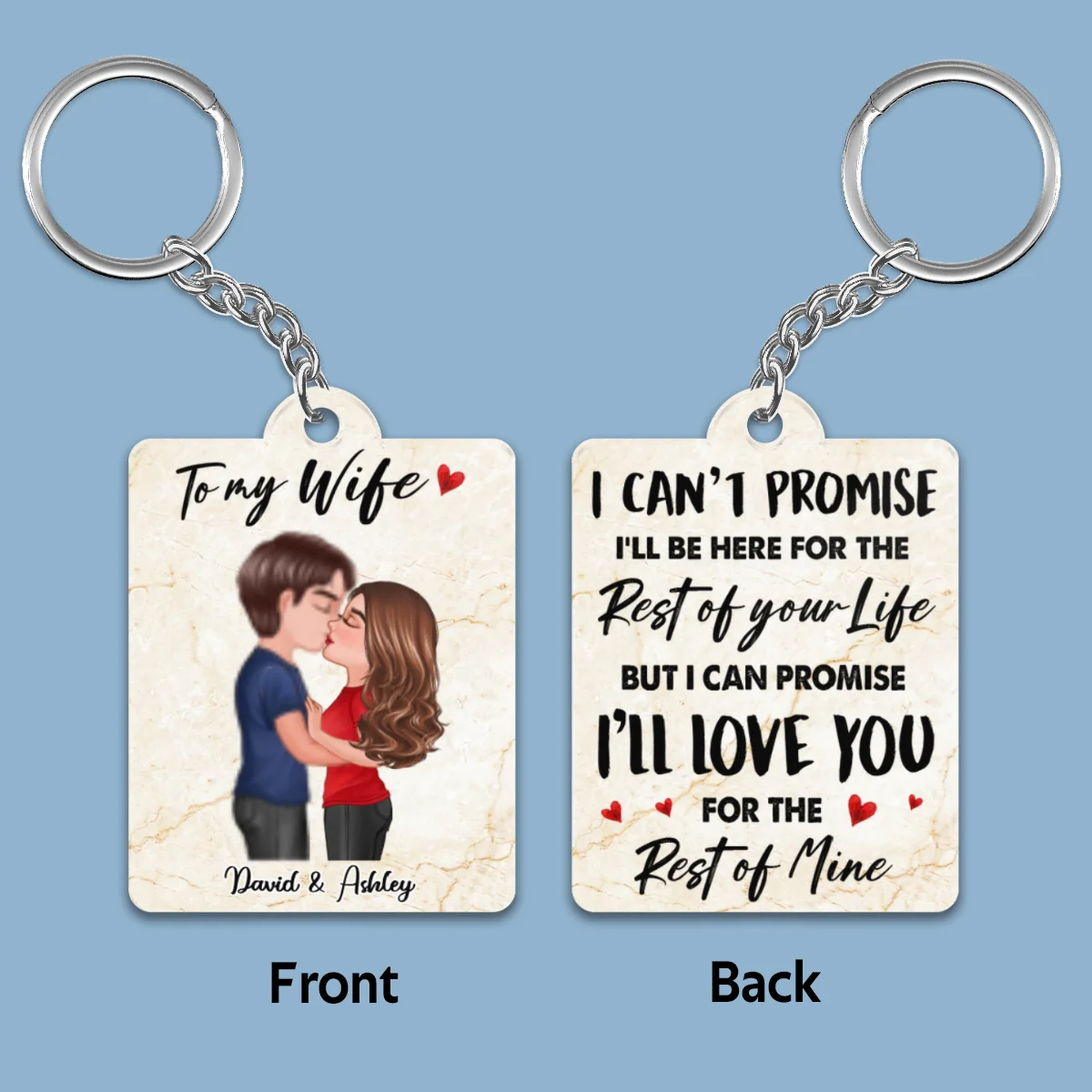 To My Wife Husband I‘ll Love You To The Rest Of My Life Kissing Couple Personalized Acrylic Keychain - Image 4