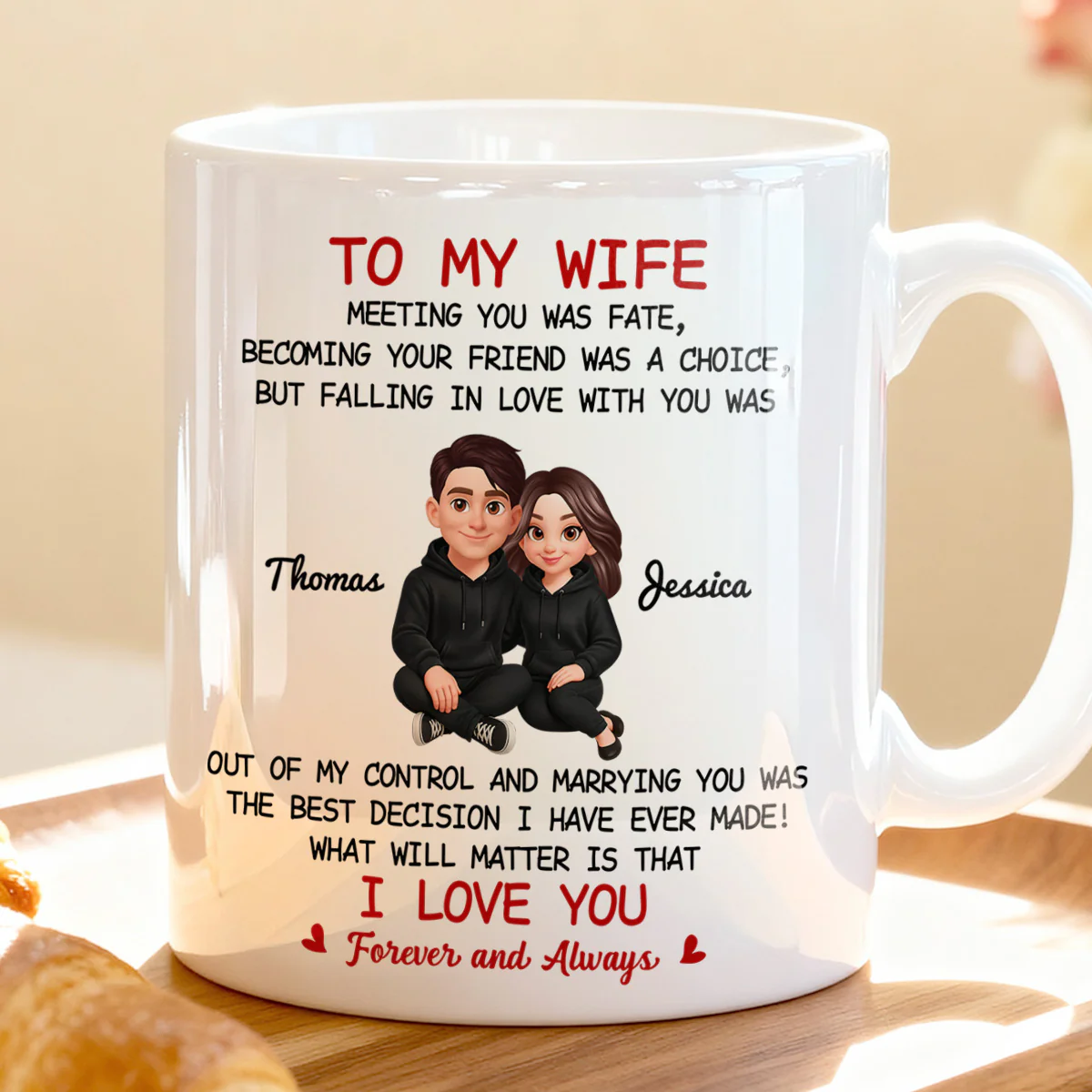 To My Wife My Husband Meeting You Was Fate - Personalized Mug - Gift For Couple, Gift For Him, For Her - Image 3