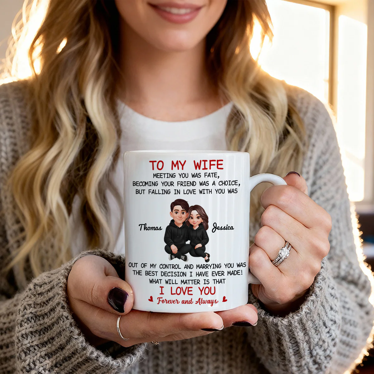 To My Wife My Husband Meeting You Was Fate - Personalized Mug - Gift For Couple, Gift For Him, For Her - Image 5