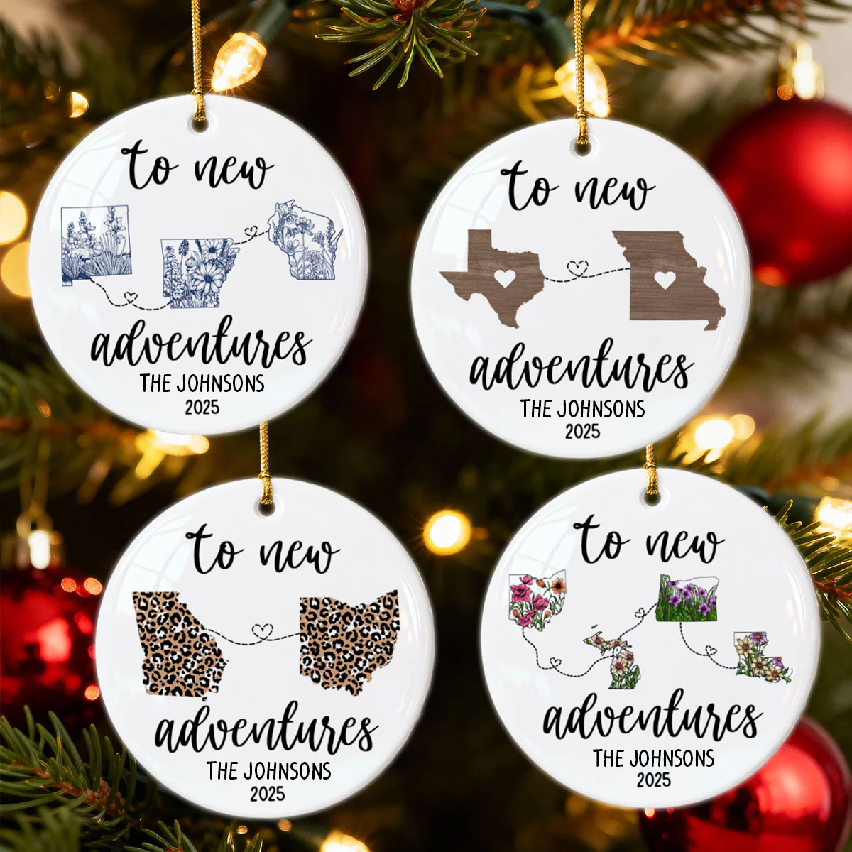 To New Adventures Cross Country Moving - Personalized Ceramic Ornament - Christmas Moving Away Gift - Image 6