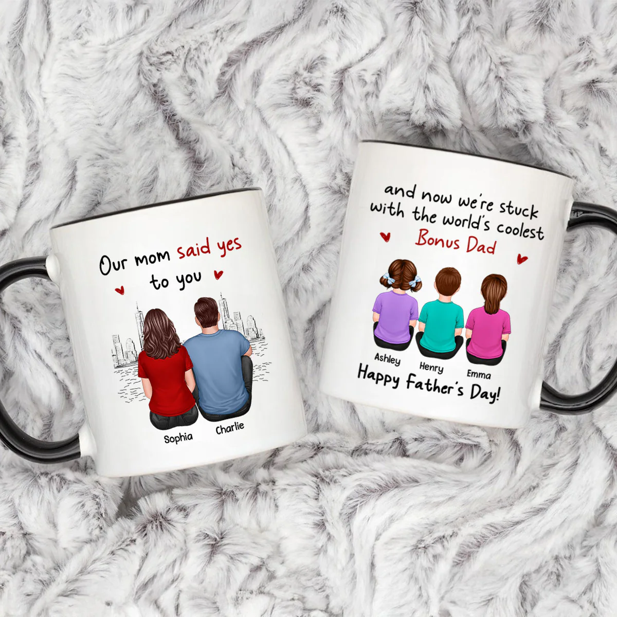 To Our Bonus Dad Funny Gift Personalized Mug, Gift For Bonus Dad - Image 2