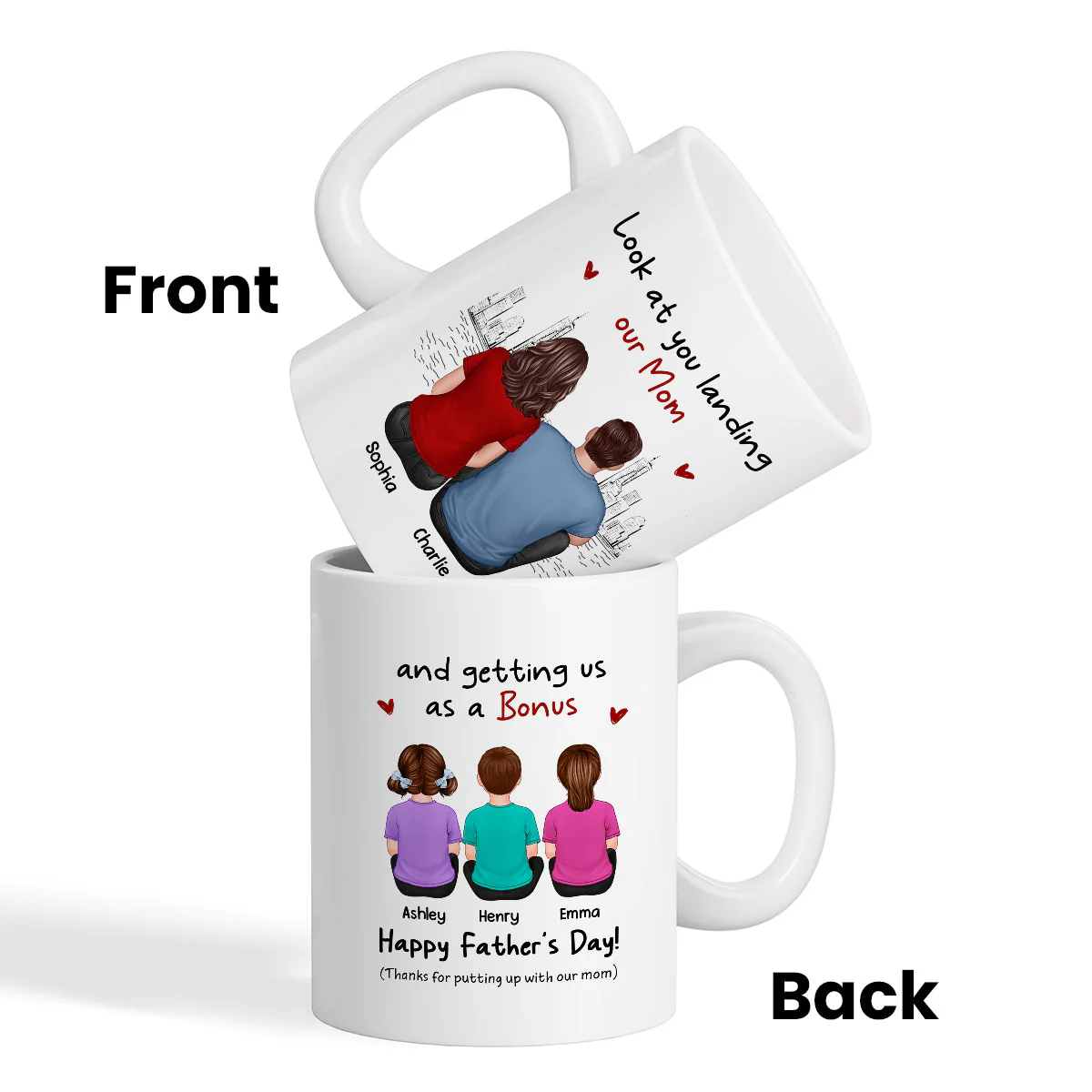 To Our Bonus Dad Funny Gift Personalized Mug, Gift For Bonus Dad - Image 7