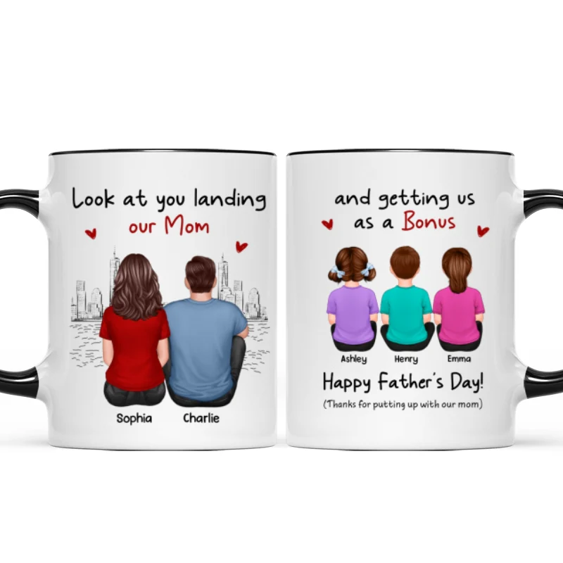 To Our Bonus Dad Funny Gift Personalized Mug, Gift For Bonus Dad - Image 9