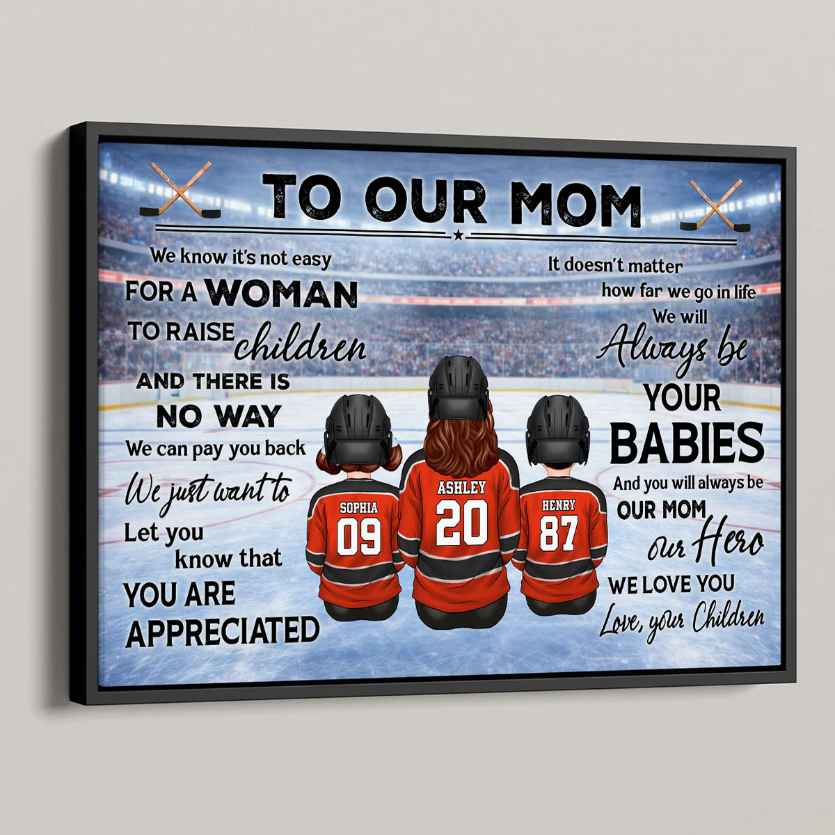 To Our Mom Hockey Kids Family - Personalized Poster - Heartfelt Gift For Hockey Mom, Gift For Wife - Image 2