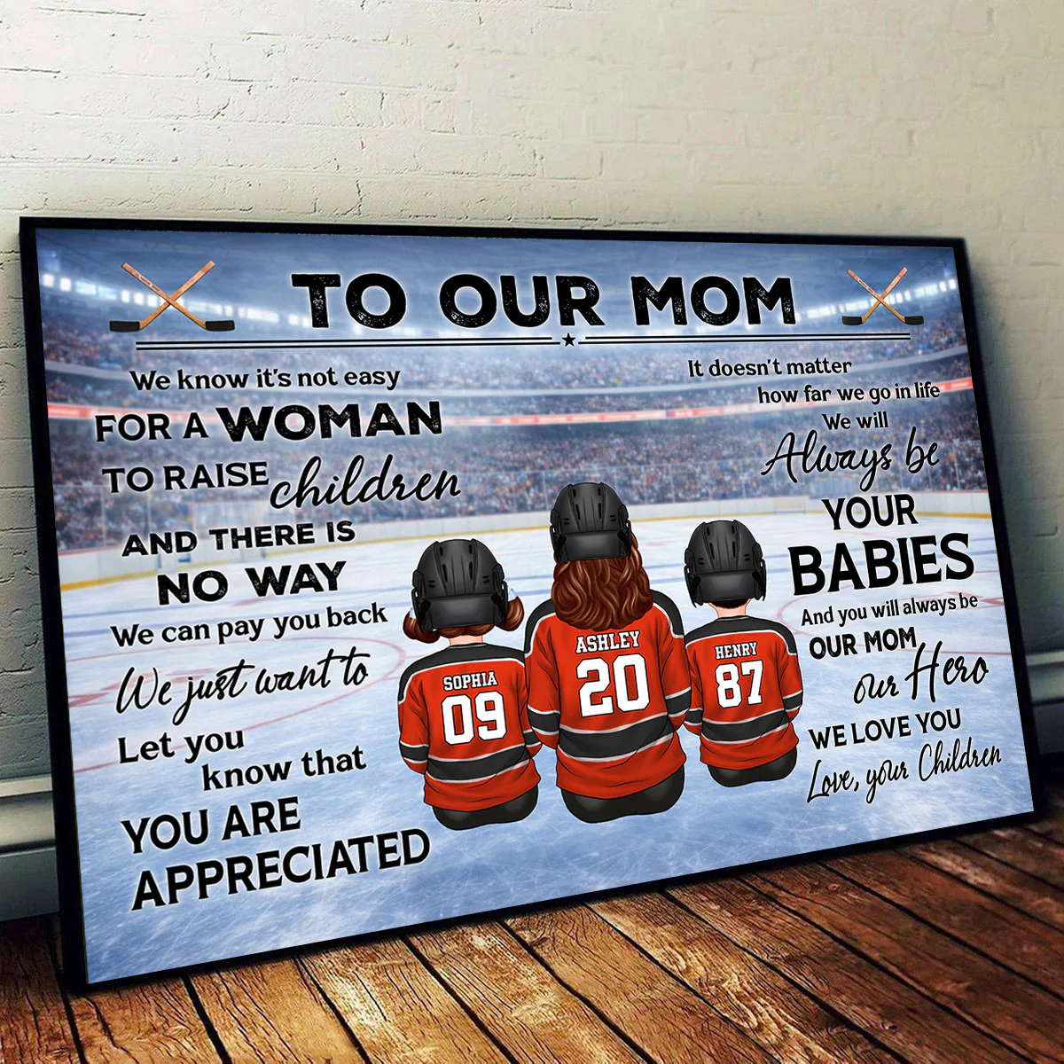 To Our Mom Hockey Kids Family - Personalized Poster - Heartfelt Gift For Hockey Mom, Gift For Wife - Image 3