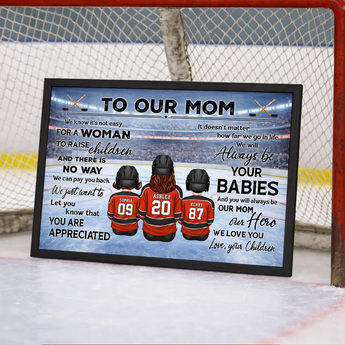 To Our Mom Hockey Kids Family - Personalized Poster - Heartfelt Gift For Hockey Mom, Gift For Wife - Image 4