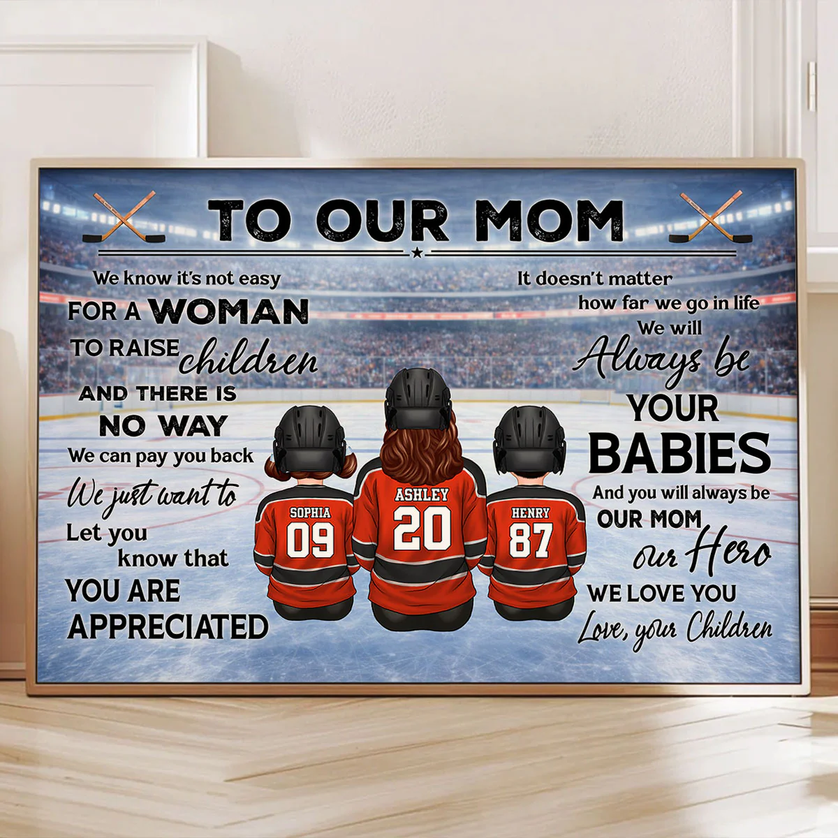 To Our Mom Hockey Kids Family - Personalized Poster - Heartfelt Gift For Hockey Mom, Gift For Wife - Image 5