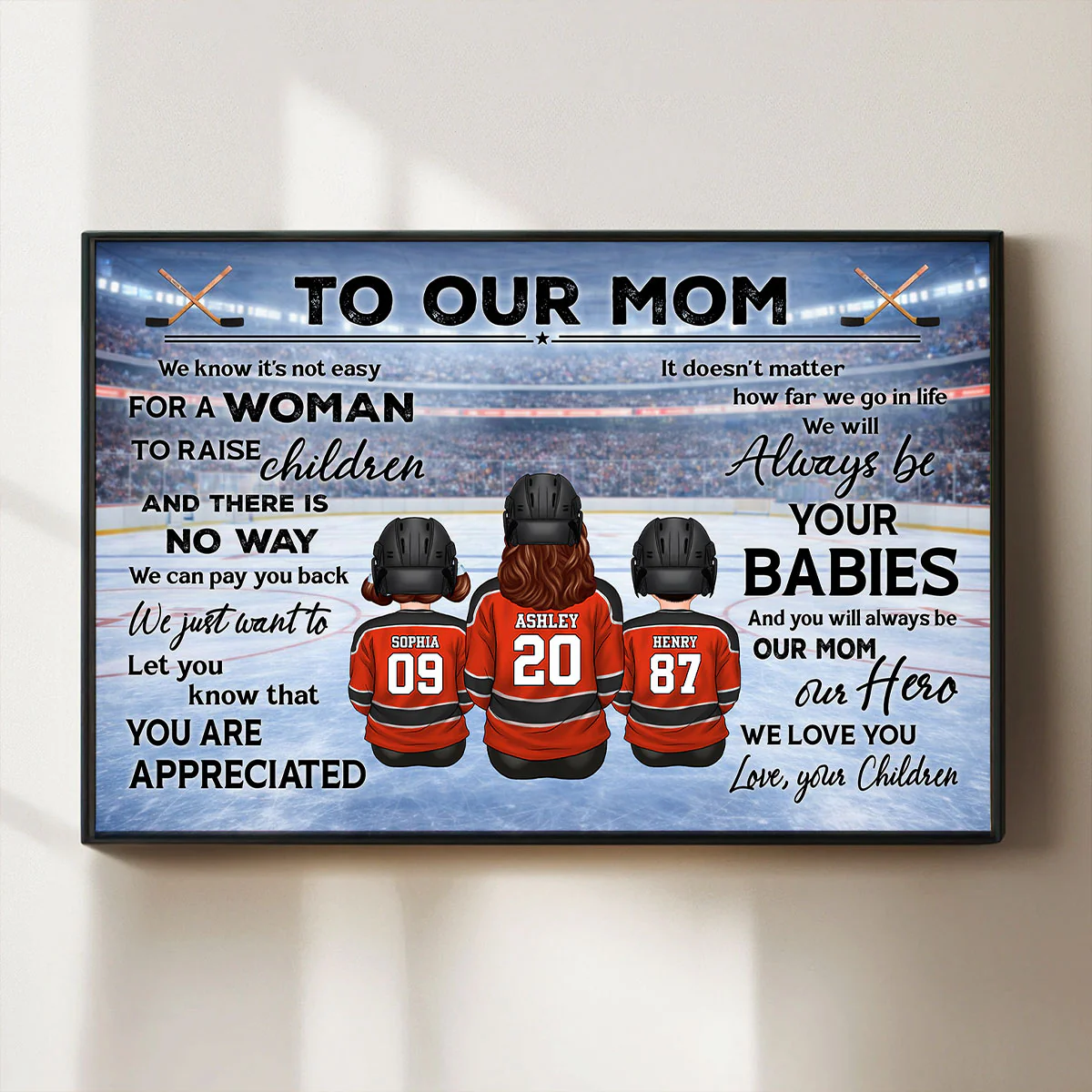 To Our Mom Hockey Kids Family - Personalized Poster - Heartfelt Gift For Hockey Mom, Gift For Wife - Image 8