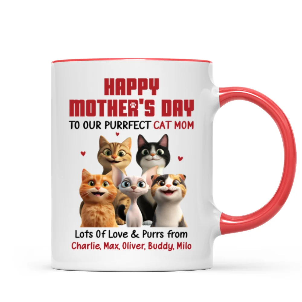 To Our Perfect Cat Mom Adorable Cartoon Cats Personalized Mug, Unique Gifts For Cat Moms - Image 10