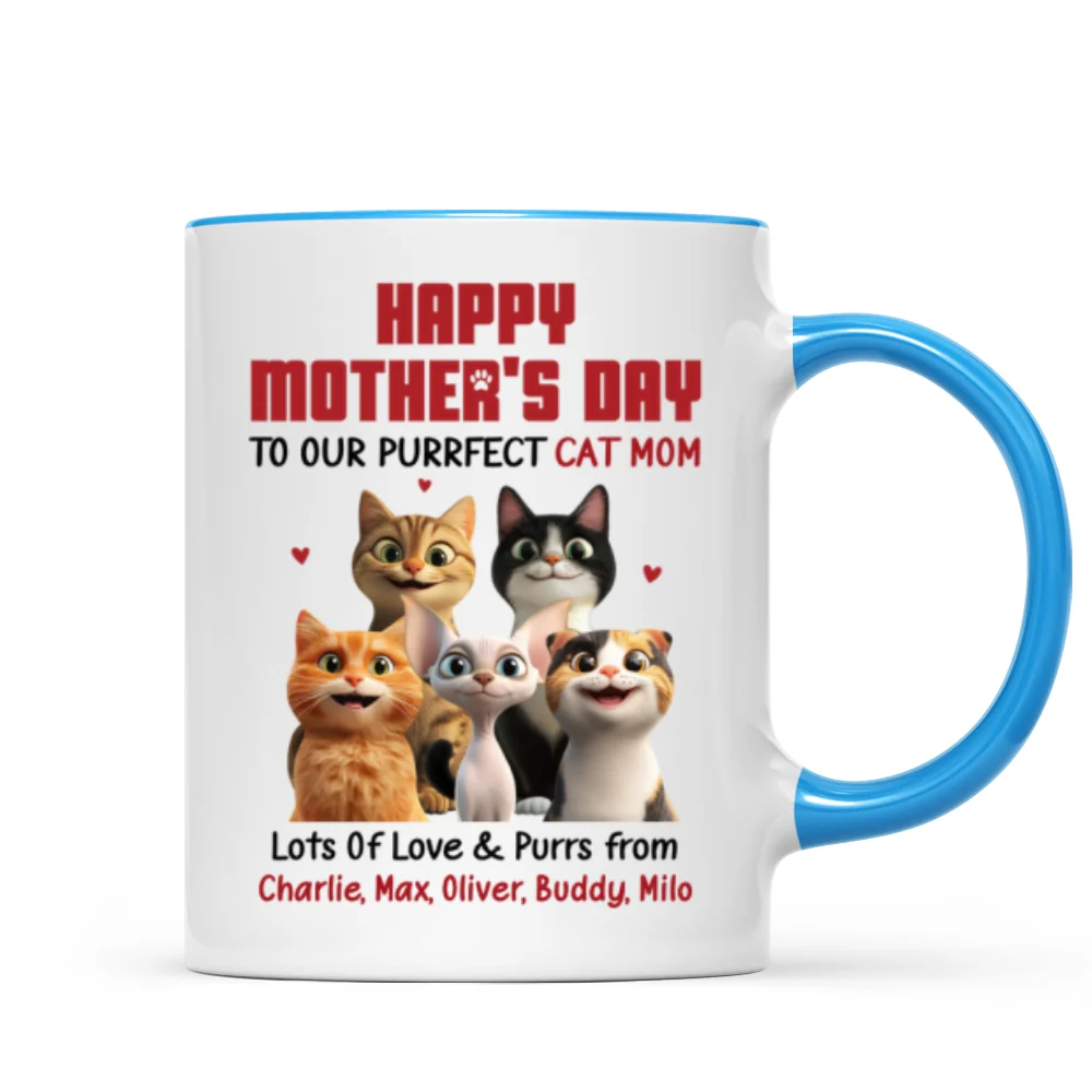 To Our Perfect Cat Mom Adorable Cartoon Cats Personalized Mug, Unique Gifts For Cat Moms - Image 11