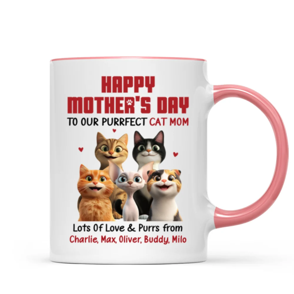 To Our Perfect Cat Mom Adorable Cartoon Cats Personalized Mug, Unique Gifts For Cat Moms - Image 12