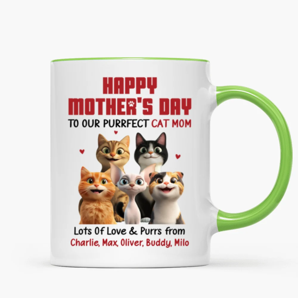 To Our Perfect Cat Mom Adorable Cartoon Cats Personalized Mug, Unique Gifts For Cat Moms - Image 13