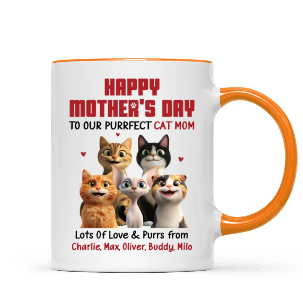 To Our Perfect Cat Mom Adorable Cartoon Cats Personalized Mug, Unique Gifts For Cat Moms - Image 14