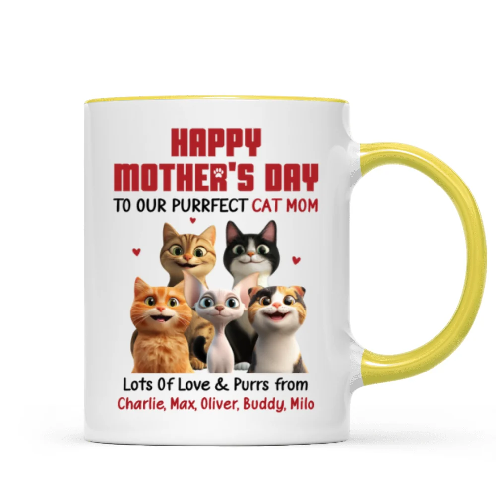 To Our Perfect Cat Mom Adorable Cartoon Cats Personalized Mug, Unique Gifts For Cat Moms - Image 15