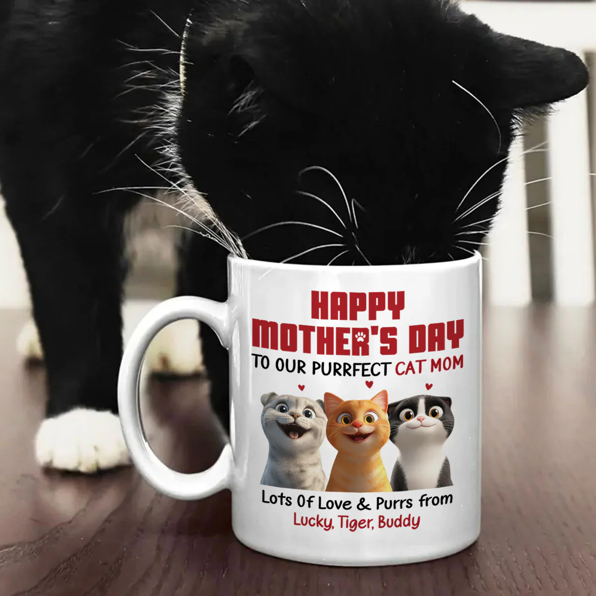 To Our Perfect Cat Mom Adorable Cartoon Cats Personalized Mug, Unique Gifts For Cat Moms - Image 2