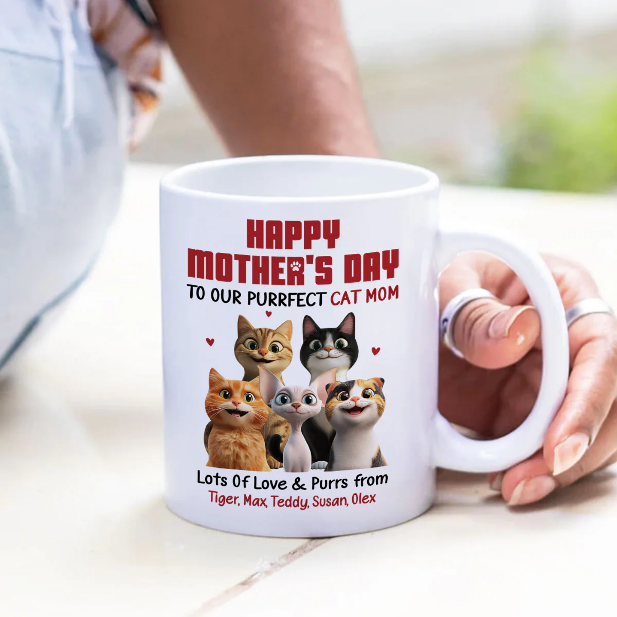 To Our Perfect Cat Mom Adorable Cartoon Cats Personalized Mug, Unique Gifts For Cat Moms - Image 3