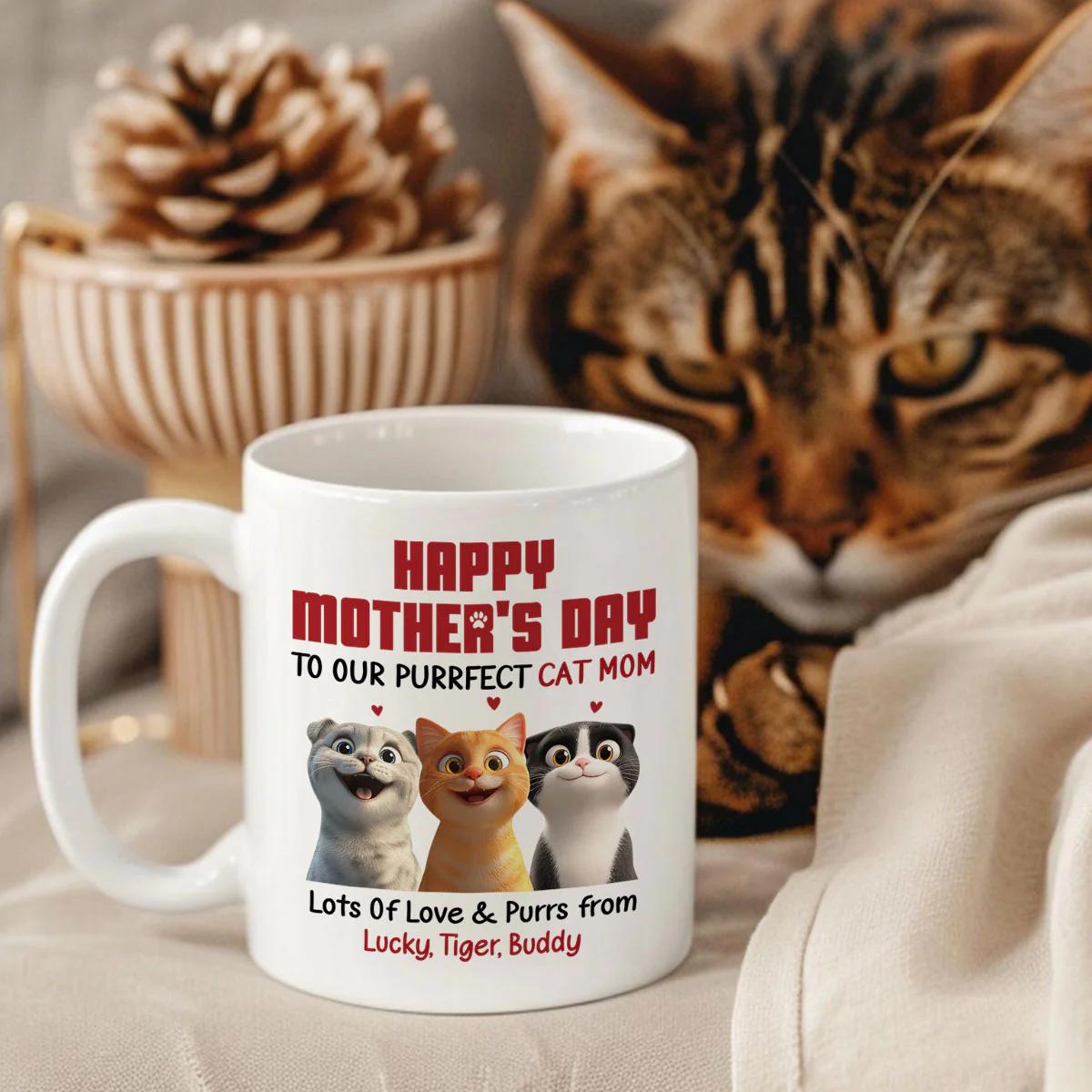 To Our Perfect Cat Mom Adorable Cartoon Cats Personalized Mug, Unique Gifts For Cat Moms - Image 4